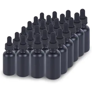 1 oz Dropper Bottle 24 Pack  Glass Boston Bottles 30ml with Eye Droppers Black Caps for Essential Oils, Perfume, Leak Proof Travel Bottles for Liquids