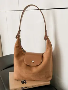 Large Capacity Casual Shoulder Bag, Hobo Shoulder Bag, Pure Color Commuter Accessory, Versatile Daily Use, Interchangeable Straps, Fashionable Design, Classic Flap Shoulder