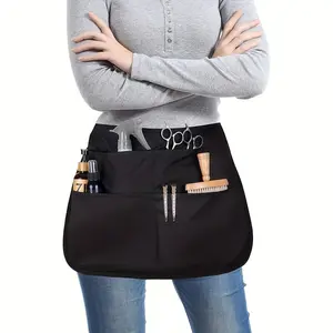 Hairdresser Apron with Adjustable Waist Belt, Short Length Salon Apron, Anti-Bleach, Includes 5 Pockets, Suitable for Men & Women, Hairdresser Accessories