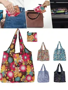 Large Capacity Foldable Waterproof Polyester Shoulder Bag, Bohemian Style, Fashionable Shopping Bag, Reusable Shopping Bag, Travel & Grocery Use, Unisex Gift, Travel Essentials, Reusable Grocery Bags