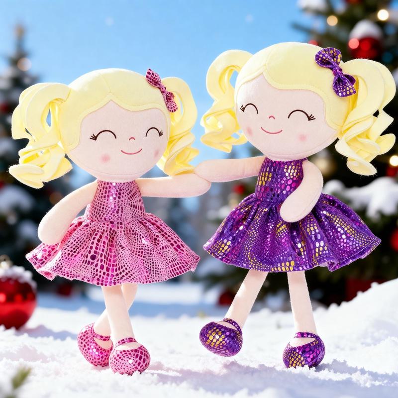 2PCS Gloveleya Christmas Plush Doll 12 Inch Girl Toys Soft Collectible Dolls with Removable Dress Holiday Gift Combination Set for Kids and Girls 2PCS Gloveleya Christmas Plush Doll 12 Inch Girl Toys Soft Collectible Dolls with Removable Dress Holiday Gift Combination Set for Kids and Girls