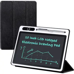 10 inch LCD Writing Tablet Electronic Writing Notebook with PU Protective Cover Erasable Drawing Pad Gift for Kids Adults at Home School Office(Black