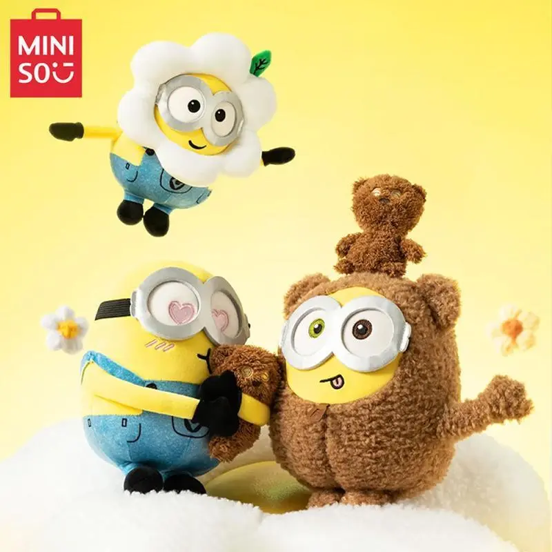 MINISO Bob & Tim Minions 11in Costume Plush Toy | Authentic Collectible | Perfect Holiday Gift, Birthday Present & Bedroom Decor | Adorable for Kids & Fans backtoschool