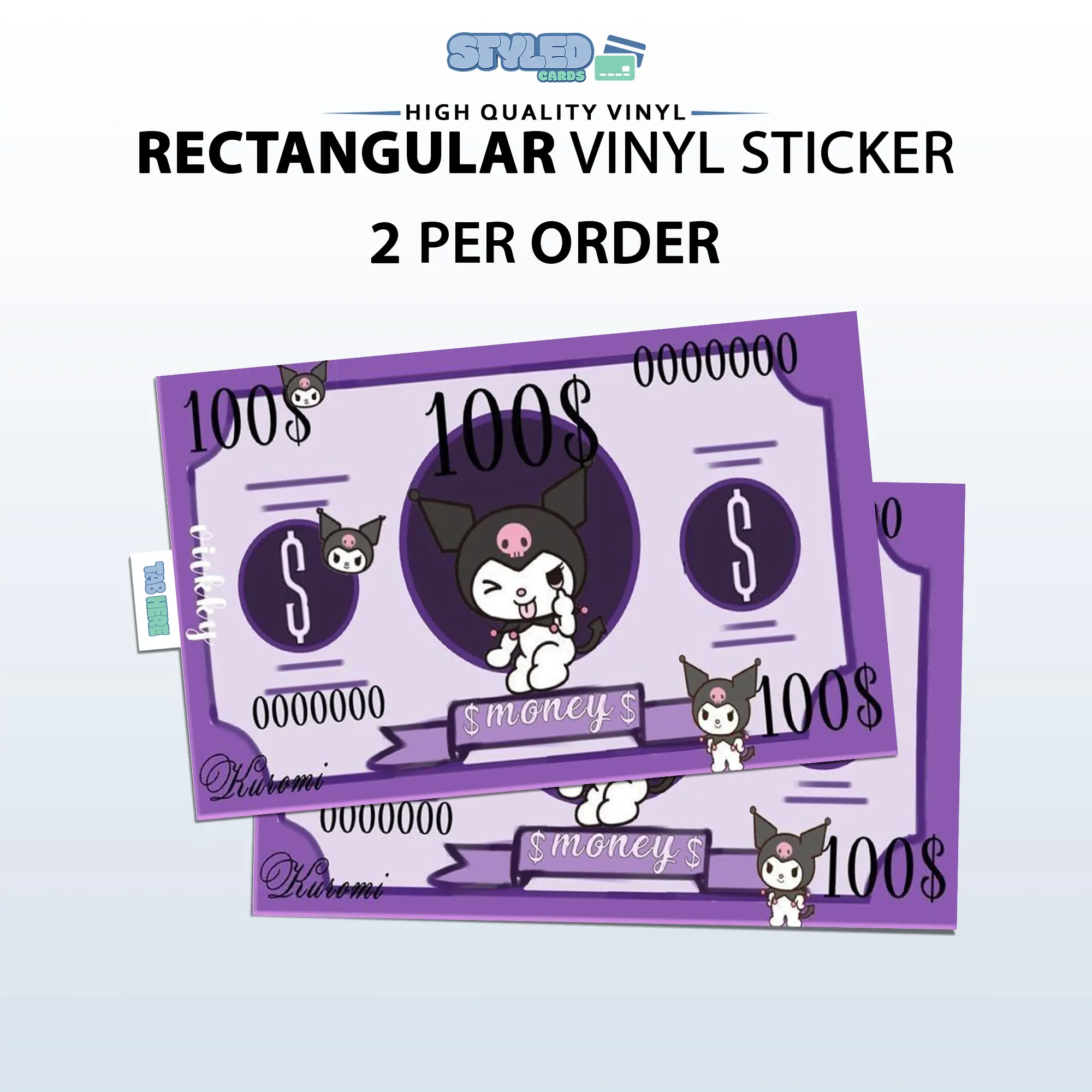 Kuromi rectangular vinyl sticker