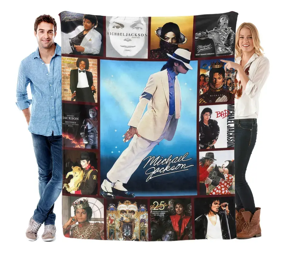 Michael Jackson Portrait Flannel Throw Blanket, Ultra Soft Premium Flannel Lightweight Bedding, Multipurpose Warm Cover for Sofa Bed Travel Hiking, Perfect Birthday Christmas Valentine Mother's Day Gift for MJ Music Fans