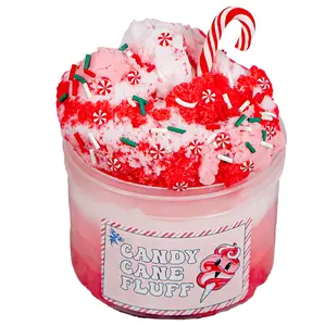 Candy Cane Fluff Slime - Cloud Slime - Sea Dragon Slimes Shop - stress relief, sensory play, slime therapy, Christmas slime, fluffy slime, regulation cloud  slime slimes