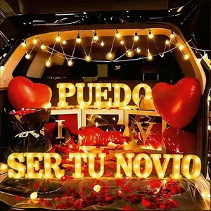 Light Up Letters Proposing Decorations Set includes 14 LED Light Letters and 1000 Rose Petals Valentine's Day Ornaments