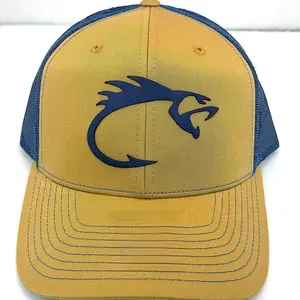 Richardson 112 Fishhook Trucker Hat Unisex Adjustable Snapback with Laser-engraved Leather Patch Breathable Mesh Back for Outdoor Adventures