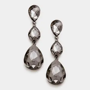 Black Diamond Triple Teardrop Earrings | 237746