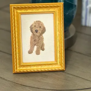 Goldendoodle Dog Machine Embroidiered and Framed!  Unique Canine Charm Tabletop Decor for Home or Office! Other Designs and Breeds Available! Desktop Decoration Sign