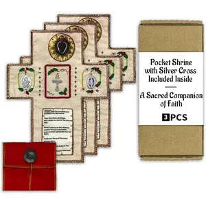Handmade Catholic Pocket Shrine with Miraculous Medal, Travel Prayer Altar for Divine Mercy, Devotional Gifts for Catholic Women & Men