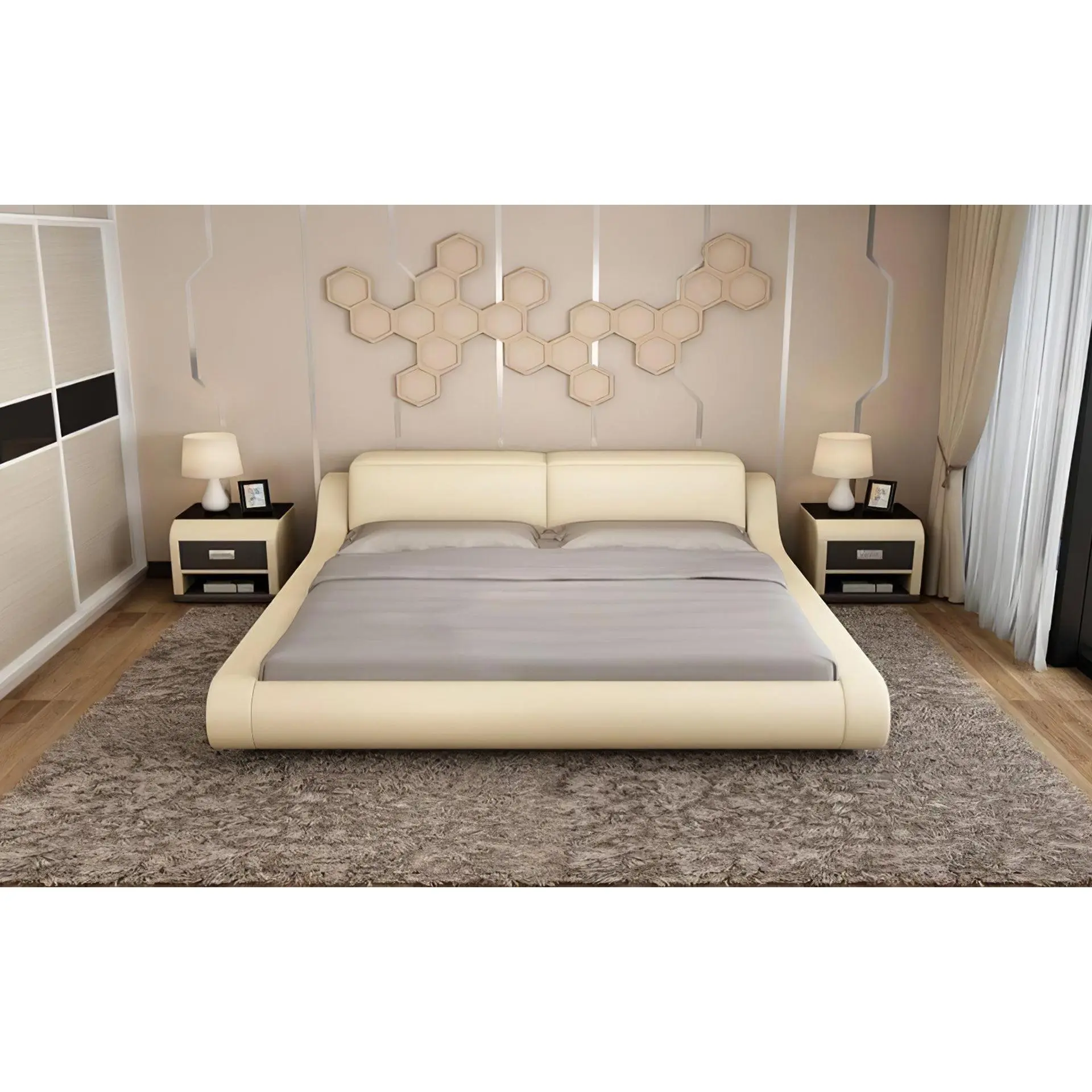 Hillsby Modern Leather Platform Bed