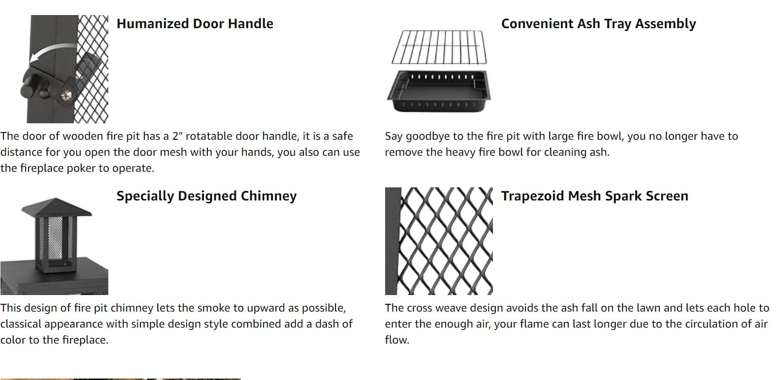 BALI OUTDOORS 27.5" Square Chimenea Wood Burning Fireplace – Iron Fire Pit with Fire Poker, Mesh Spark Screen & Charcoal Grid for Garden and Backyard
