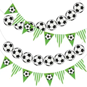 DIYDECTK 4 Pieces Soccer Party Decorations, Soccer Banner Sports Ball, Birthday Party Paper Garland Supplies, Perfect for Football Themed Events, Party Decorations Banners