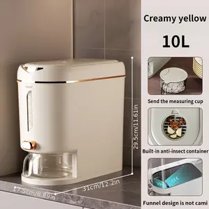 Pack Rice Dispenser, 2.64/5.28 Gallon Grain Container With Measuring Cup, Food Storage For Rice, Beans, Cereals, Dog & Cat Pet Food, Kitchen Pantry Organizer, Durable Storage Organizer