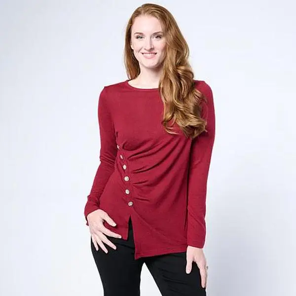 DG2 by Diane Gilman Crystal Button Detail Top
