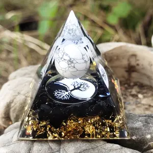 Obsidian Fish Crystal Ornament – Feng Shui Wealth Attraction for Office Desk, White Turquoise Good Luck Charm, Energy Balance Home Decor, Spiritual Gift