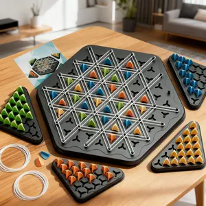 Chain Chess Rubber Band Chess Strategy perfection board game Logical Thinking Training Children's Toy Desktop Game 2-4 Players Multiplayer Game funny board  games gift