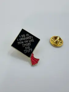 Funny Graduation Cap Enamel Pin – “I Did It! I Graduated” Humor Gift