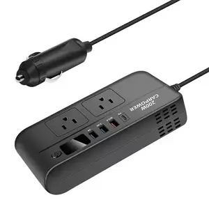 200W12V to 110V vehicle inverter Multi-function automotive power converter socket PD/QC3.0 digital display