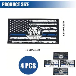 4PCS Thin Blue Line Sticker Code 4, Police Support Sticker American Flag Thin Line Decal, Waterproof Thin Line Flag Stickers Support Law Enforcement for Car Window Laptop, Universal Car Sticker, Vinyl Waterproof Decals, Vehicle Exterior Decoration summerw
