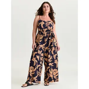 BLOOMCHIC Plus Size Bohemian Supersoft Smooth Rayon Fabric Flower Cami Overalls - Sleeves, Pockets, Flattering Fit, Sizes, [M-6X]2026 Summer Vibes Swimweek