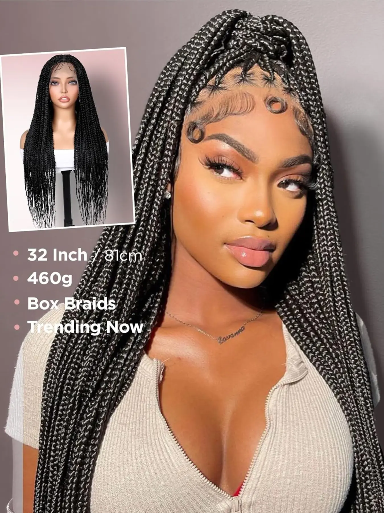 Full Lace Box Braid Wig with Baby Hair Pre Plucked Knotless 