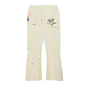 Gallery Department GD Logo Paint Splatter Flare Sweatpants Cream Black Multi
