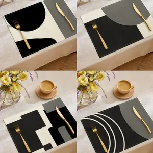Modern Art Geometric Placemat, Abstract Artistic Table Mat, Durable, Suitable for All Seasons, Perfect for Parties and Home Decor, Fabric