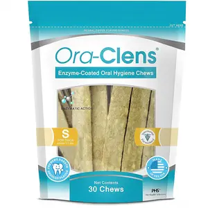 Ora-Clens Small Dog Oral Hygiene Chews - Enzyme-Coated - Cleans Teeth & Freshens Breath - Prevents Plaque & Bacteria - 30 Chews