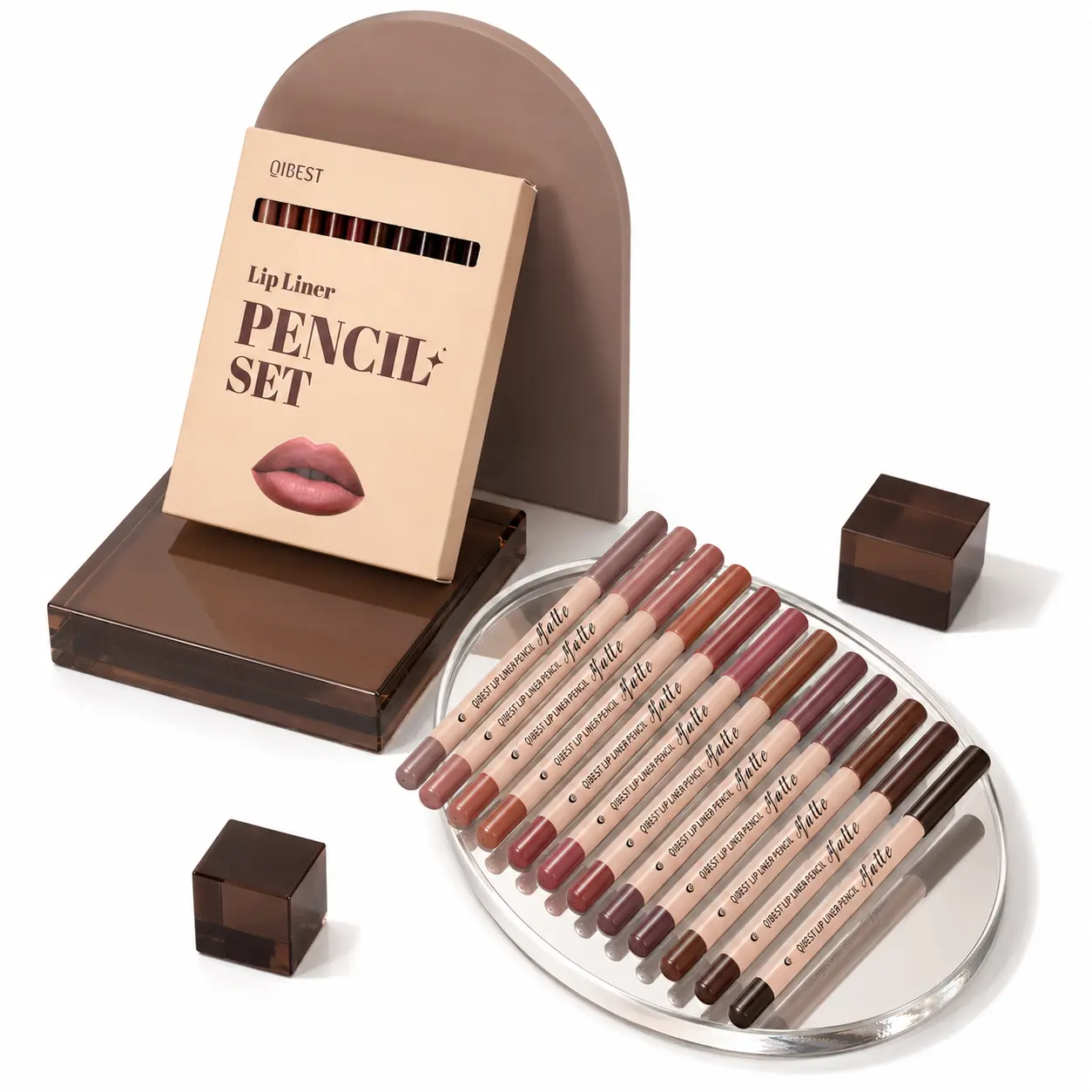 12-Piece Matte Lip Liner Pencil Set, Assorted Nude, Pink, Red and Brown Shades, Sharpenable Fine-Tip Lip Makeup Pencils for Precise Definition, Filling and Blending, Everyday Makeup, Office, Travel and Gift Giving