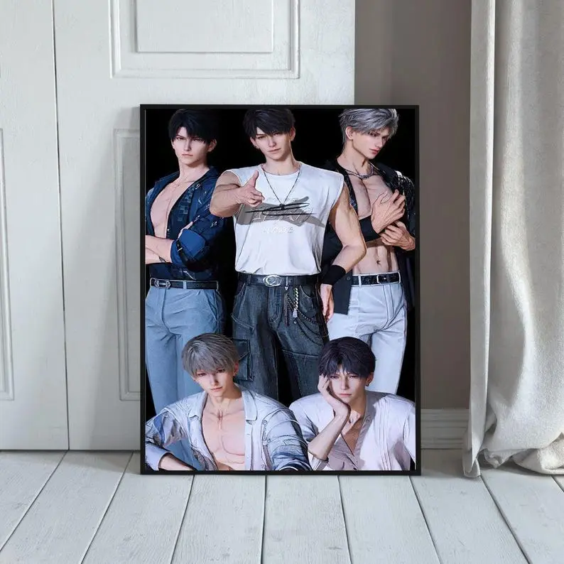 [SALE OFF 35% + FREESHIP] Love and Deep Space Wall Print, Anime Poster, Otome game Wall Art Decor, Daughter Teenager Gift, Anime, Sylus, Zayne, Rafayel, Caleb, Xavier