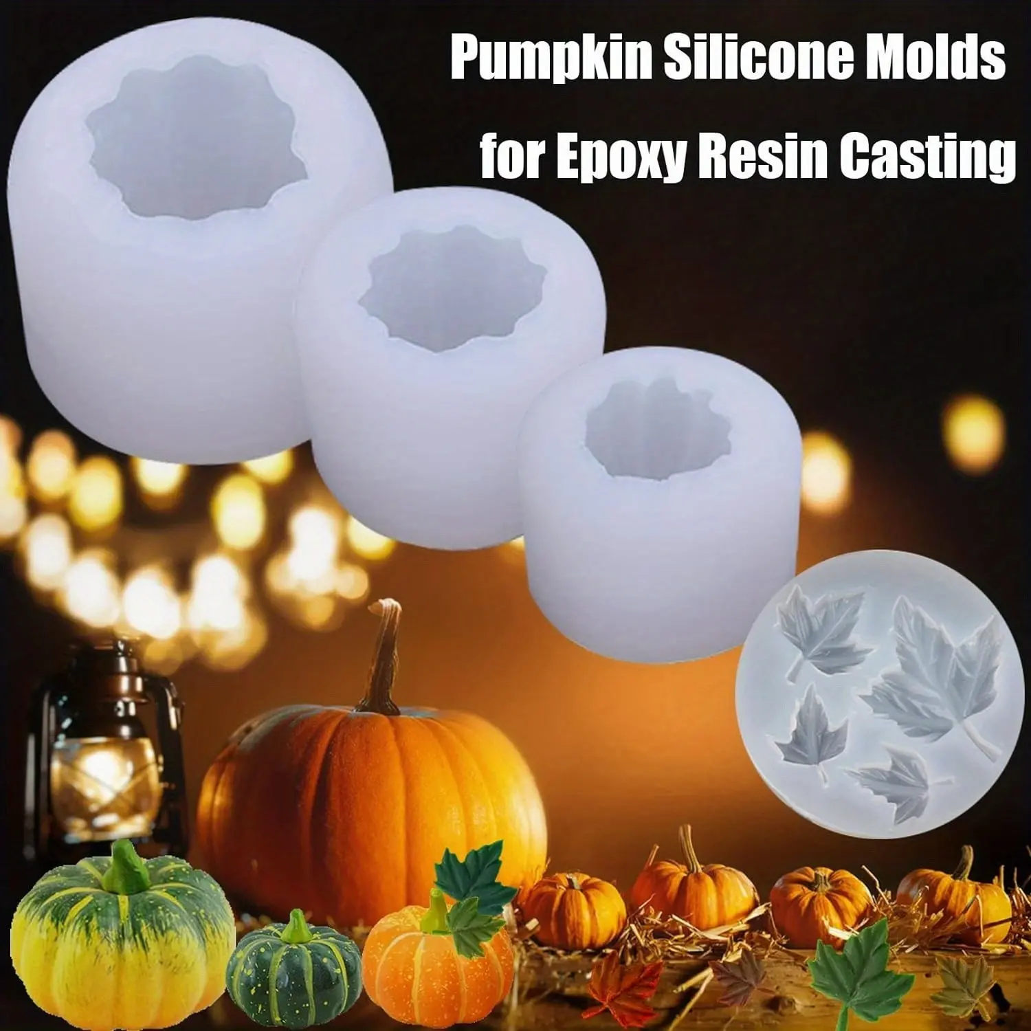 4 Pack 3D Pumpkin Silicone Molds - Epoxy Resin Casting Molds with Resin Pigment Compatibility, for Thanksgiving DIY Art Gifts, Home Decor Fashion Accessories