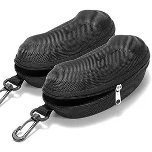 2 Pcs Zipper Hard Sunglasses Portable Travel Eyeglassies Cases With Plastic Hook