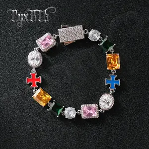 Hip hop colorful zircon bracelet necklace CZ Gemstone Bracelet for Men,Jewelry for Men—(Ny7)