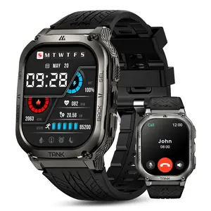 KOSPET TANK M3 Smartwatch - Call Function, 15-Day Battery Life, 1.96 AMOLED Display, 50M Water Resistance, Durable Wearable Device for Android iOS, Heart Rate Tracking, Blood Pressure Monitoring, Black New Year Pick