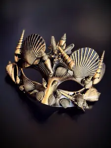 Merman Shell Mask - Gold Black