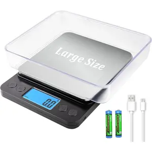 Upgraded large size food scale for food ounces and grams, kitchen scales digital weight for cooking, baking, 5kg by 0.1g high accurate gram scale with 2 tray, tare function, lcd display