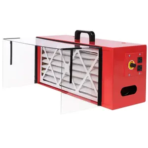 Portable tabletop dust collector,Maximum Air Flow 725CFM; Each fan runs on a 110V variable speed motor; Total Running Amps 1.29AMPS, Red color