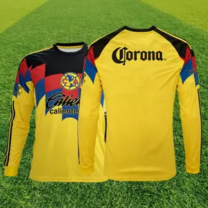 2526 Home Yellow Retro Long sleeves Jersey Football Soccer Jerseys