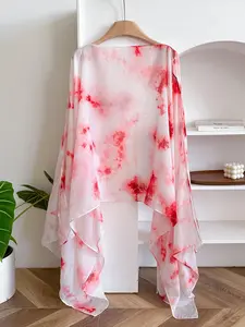 Women's Tie Dye Print Chiffon Scarf, Head Scarf, Casual Versatile Shawl for Daily Wear, Fashion Accessories for Women & Girls