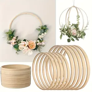 10/20pcs Set Of Bamboo Ring Flower Garlands, 8-inch And 10 Inch Bamboo Rings - Bohemian Style Flower Garlands, Suitable For DIY, Dream Chasing, Wedding Decoration, Holiday Party Decoration