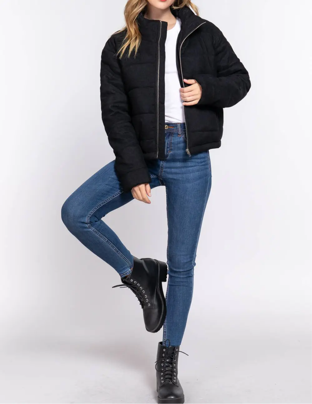Zip-up Corduroy Puffer Jacket