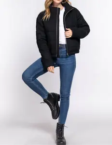 Zip-up Corduroy Puffer Jacket