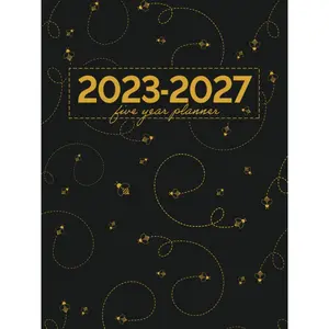 5 Year Monthly Planner 2023-2027 | Large | Cute Little Bumble Bees Buzzing on Black: Calendar Book (US Federal Holidays, Moon Phases, Vision Board) Five Years / 60 Months: January 2023 – December 2027 Paperback – Organizer, September 27, 2022