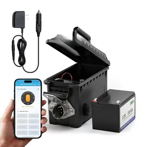 Trailer Light Tester Box with 12V 10Ah Battery and IP68 Waterproof Carrying Case, Bluetooth App Connection Wireless Control (7-Way Round Pin Compatible)