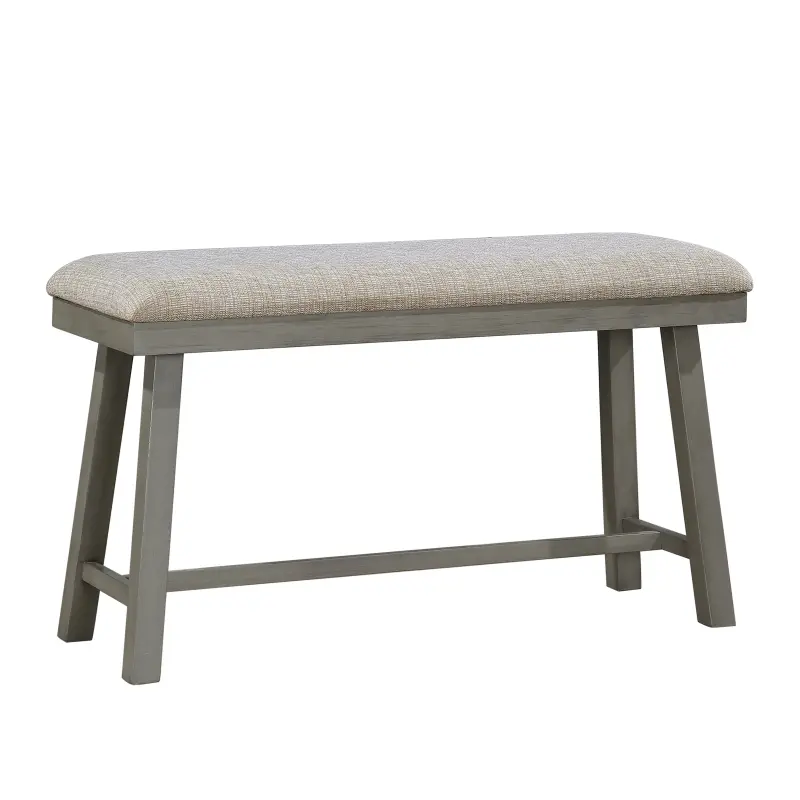 Light Gray Finish Counter Height Bench Foam Cushioned Seat Industrial Design Kitchen Dining Furniture 1pc