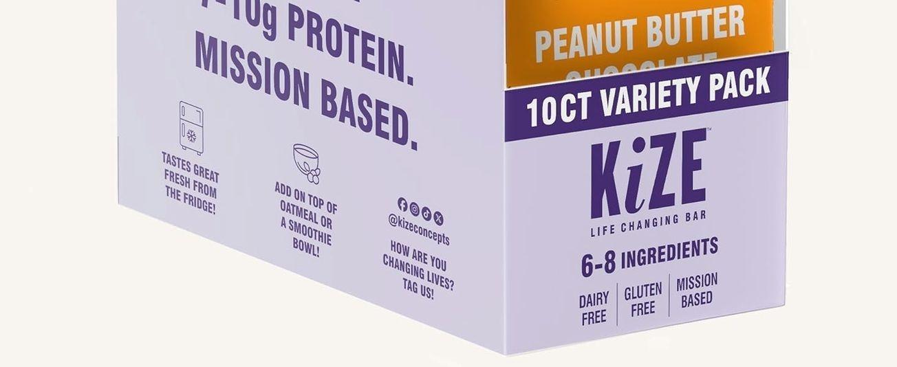 KiZE Energy Bars - Best Sellers Variety Pack - Gluten Free, Dairy Free Options, Non-GMO, and High Protein Meal Replacement Energy Bars, Clean and Simple Food Ingredients - 7-10g High Protein Snacks, (10 Count) KiZE Energy Bars - Best Sellers Variety Pack - Gluten Free, Dairy Free Options, Non-GMO, and High Protein Meal Replacement Energy Bars, Clean and Simple Food Ingredients - 7-10g High Protein Snacks, (10 Count)