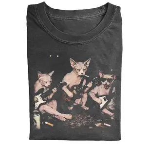 Sphynx Cat Rock Band Vintage Graphic T-shirt，Retro Funny Vintage Graphic Tee,Unisex Funny Shirt,Gift For Men Women,Menswear Womenswear Streetwear Cotton Comfort020303