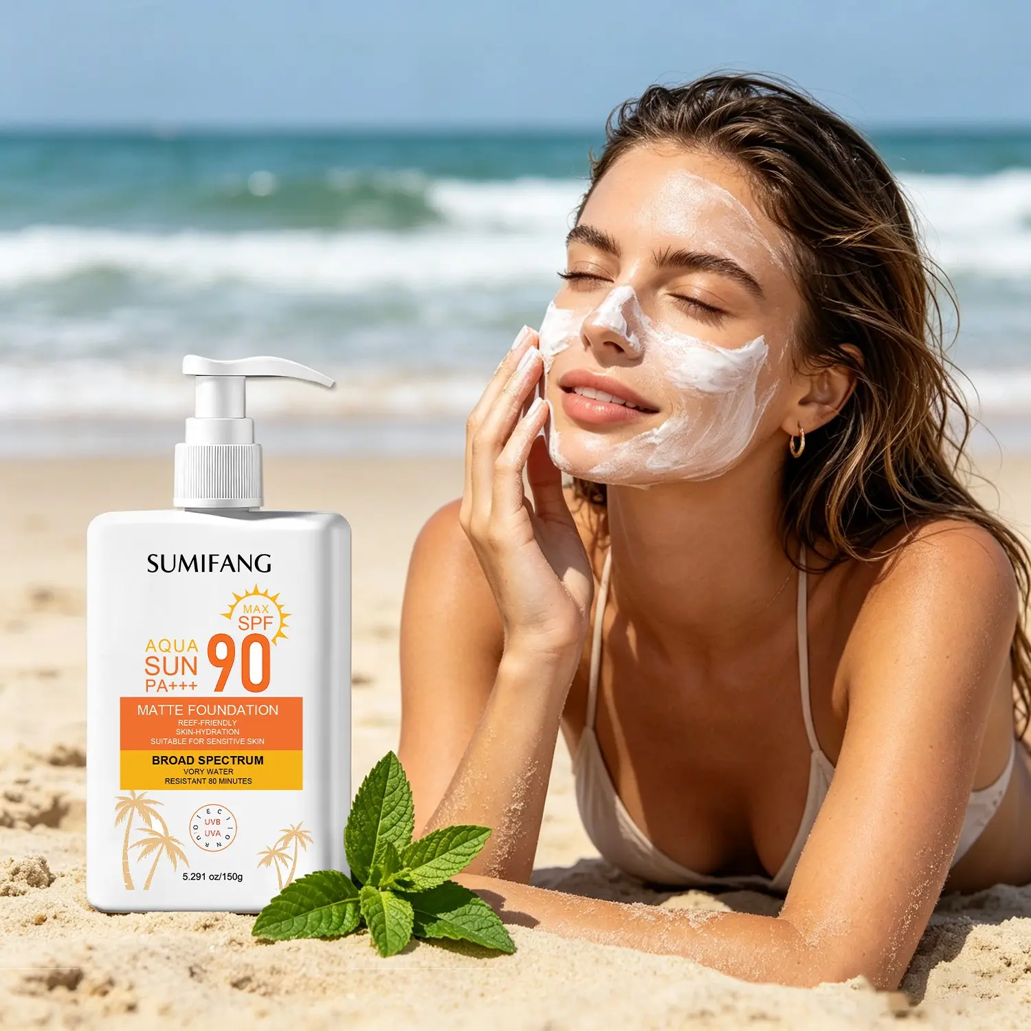 Matte Sunscreen Foundation, High SPF, UV, Facial, Daily, Moisturizing, Non-Comedogenic, Waterproof, Breathable, Lightweight, Perfect for Holidays, Sun Cream, Lightweight Sunblock